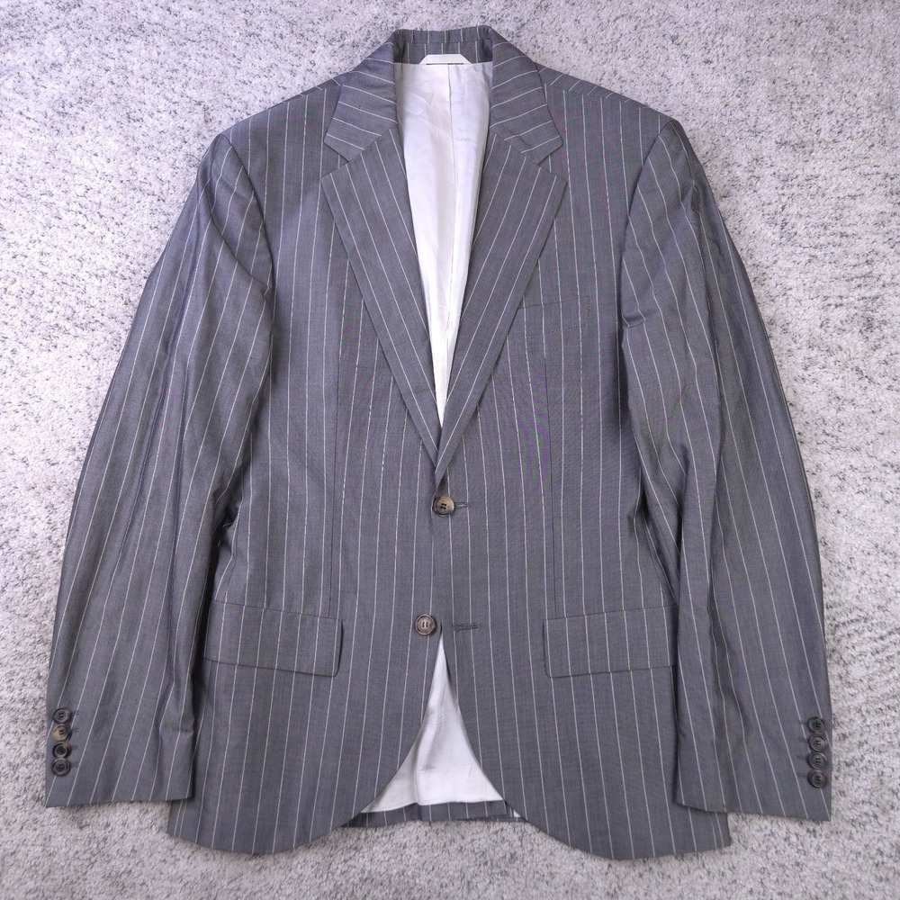 Hugo Boss Sport Coat Size 38 Jacket Blazer Gray Stripe Solbiati Cotton Mc Queen